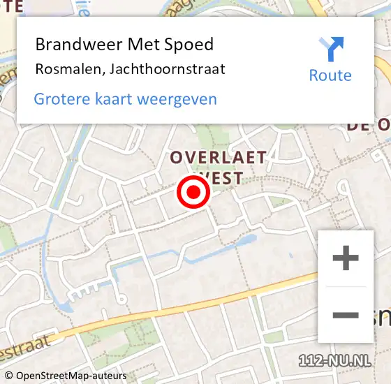 Locatie op kaart van de 112 melding: Brandweer Met Spoed Naar Rosmalen, Jachthoornstraat op 16 oktober 2016 20:49