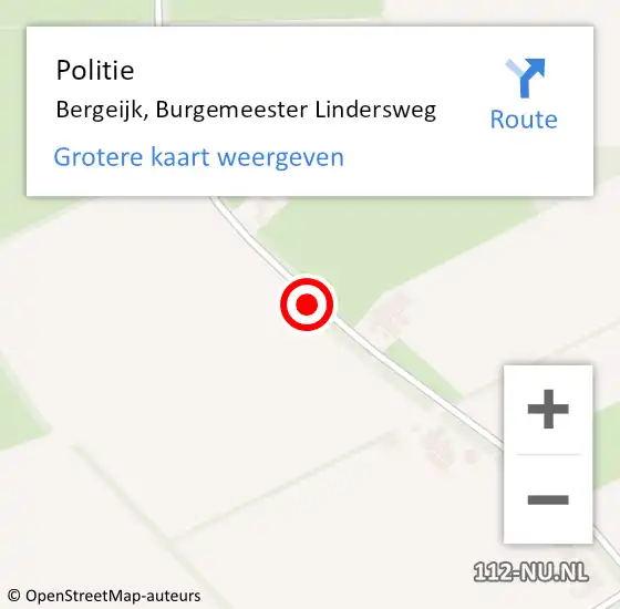 Locatie op kaart van de 112 melding: Politie Bergeijk, Burgemeester Lindersweg op 16 oktober 2016 20:56