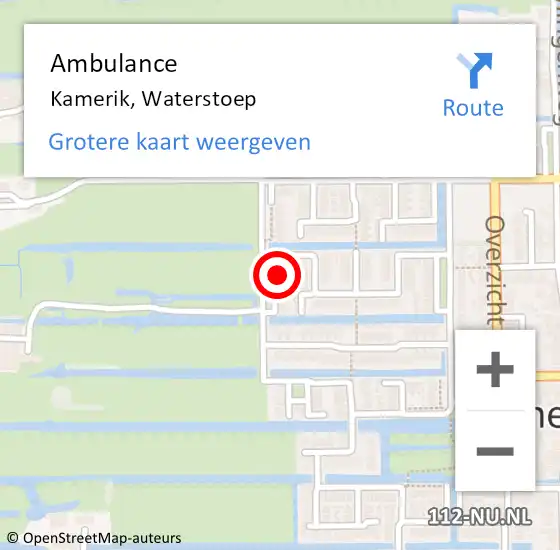 Locatie op kaart van de 112 melding: Ambulance Kamerik, Waterstoep op 16 oktober 2016 22:06