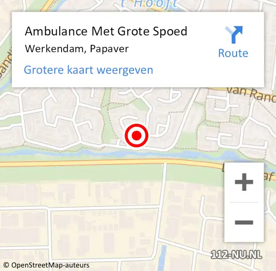 Locatie op kaart van de 112 melding: Ambulance Met Grote Spoed Naar Werkendam, Papaver op 16 oktober 2016 22:17