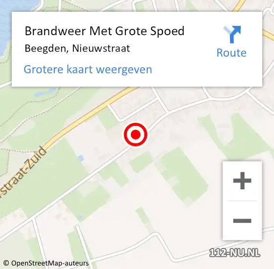 Locatie op kaart van de 112 melding: Brandweer Met Grote Spoed Naar Beegden, Nieuwstraat op 17 oktober 2016 01:20