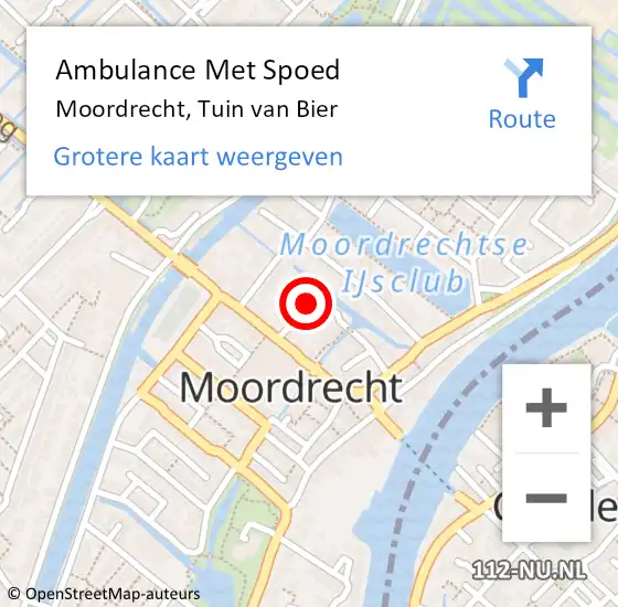 Locatie op kaart van de 112 melding: Ambulance Met Spoed Naar Moordrecht, Tuin van Bier op 17 oktober 2016 02:18