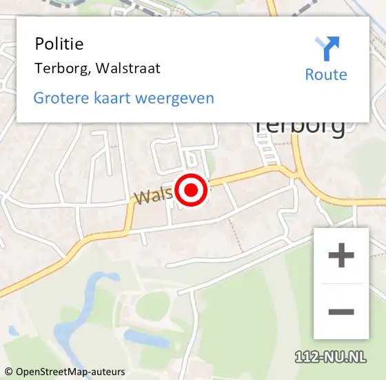 Locatie op kaart van de 112 melding: Politie Terborg, Walstraat op 17 oktober 2016 05:48