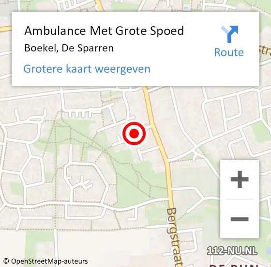 Locatie op kaart van de 112 melding: Ambulance Met Grote Spoed Naar Boekel, De Sparren op 17 oktober 2016 06:11