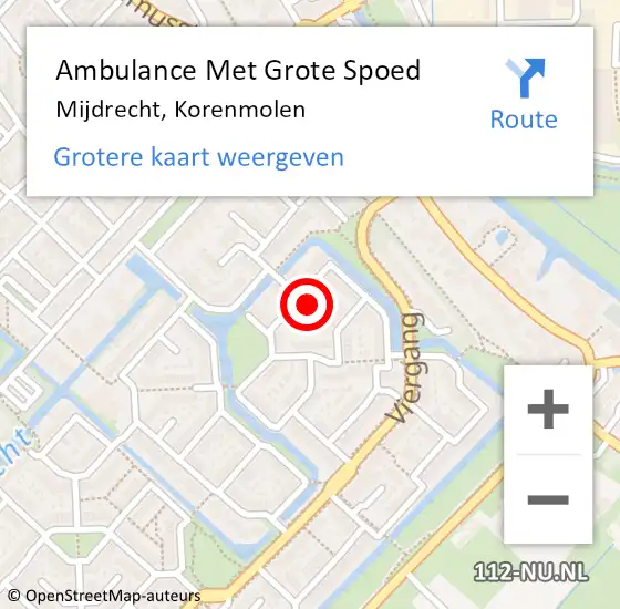 Locatie op kaart van de 112 melding: Ambulance Met Grote Spoed Naar Mijdrecht, Korenmolen op 17 oktober 2016 06:33