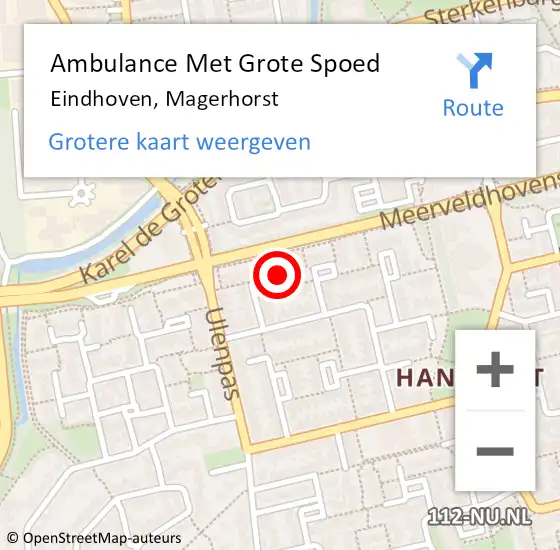 Locatie op kaart van de 112 melding: Ambulance Met Grote Spoed Naar Eindhoven, Magerhorst op 17 oktober 2016 06:41