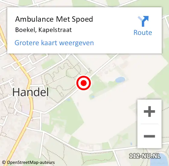 Locatie op kaart van de 112 melding: Ambulance Met Spoed Naar Boekel, Kapelstraat op 17 oktober 2016 08:25