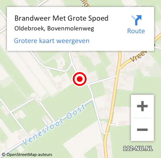 Locatie op kaart van de 112 melding: Brandweer Met Grote Spoed Naar Oldebroek, Bovenmolenweg op 17 oktober 2016 08:40