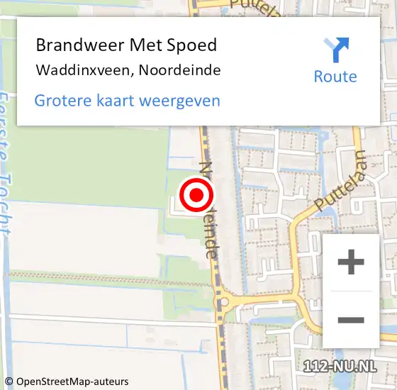 Locatie op kaart van de 112 melding: Brandweer Met Spoed Naar Waddinxveen, Noordeinde op 17 oktober 2016 08:49