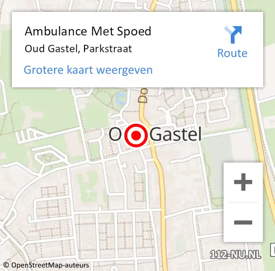 Locatie op kaart van de 112 melding: Ambulance Met Spoed Naar Oud Gastel, Parkstraat op 17 oktober 2016 08:52