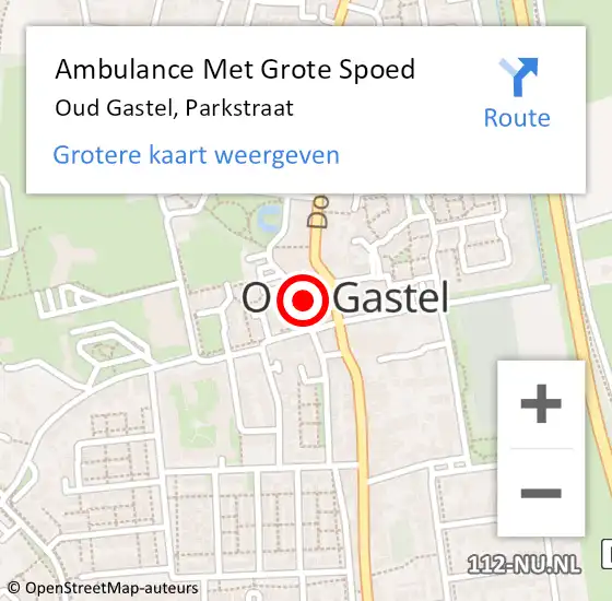 Locatie op kaart van de 112 melding: Ambulance Met Grote Spoed Naar Oud Gastel, Parkstraat op 17 oktober 2016 08:55