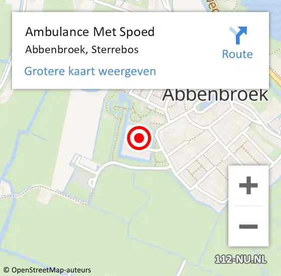 Locatie op kaart van de 112 melding: Ambulance Met Spoed Naar Abbenbroek, Sterrebos op 17 oktober 2016 08:59