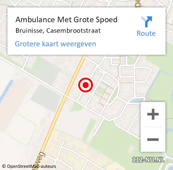 Locatie op kaart van de 112 melding: Ambulance Met Grote Spoed Naar Bruinisse, Casembrootstraat op 17 oktober 2016 09:09