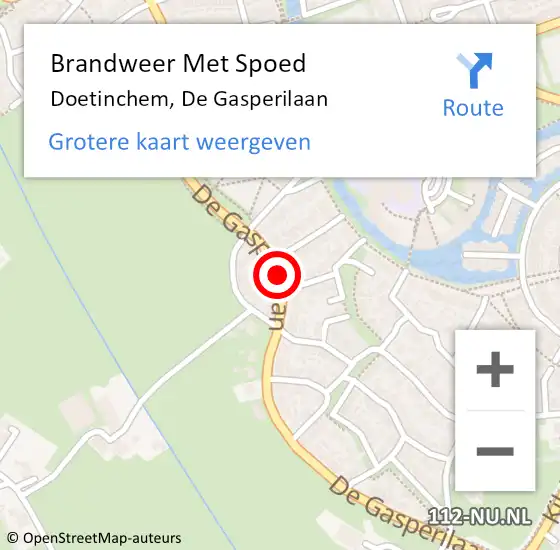 Locatie op kaart van de 112 melding: Brandweer Met Spoed Naar Doetinchem, De Gasperilaan op 17 oktober 2016 09:11