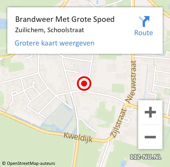 Locatie op kaart van de 112 melding: Brandweer Met Grote Spoed Naar Zuilichem, Schoolstraat op 17 oktober 2016 09:16