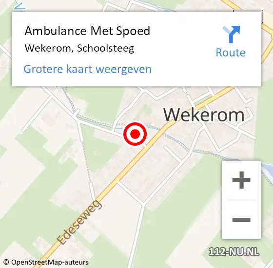Locatie op kaart van de 112 melding: Ambulance Met Spoed Naar Wekerom, Schoolsteeg op 30 december 2013 19:20
