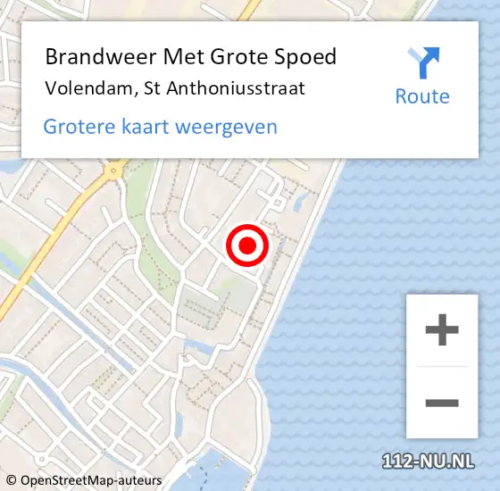 Locatie op kaart van de 112 melding: Brandweer Met Grote Spoed Naar Volendam, St Anthoniusstraat op 17 oktober 2016 10:05