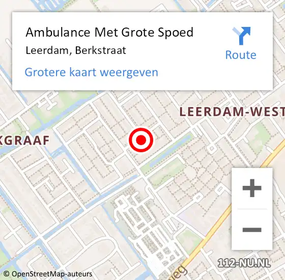 Locatie op kaart van de 112 melding: Ambulance Met Grote Spoed Naar Leerdam, Berkstraat op 17 oktober 2016 10:25