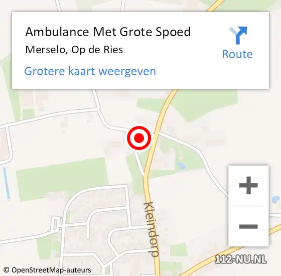 Locatie op kaart van de 112 melding: Ambulance Met Grote Spoed Naar Merselo, Op de Ries op 17 oktober 2016 10:58