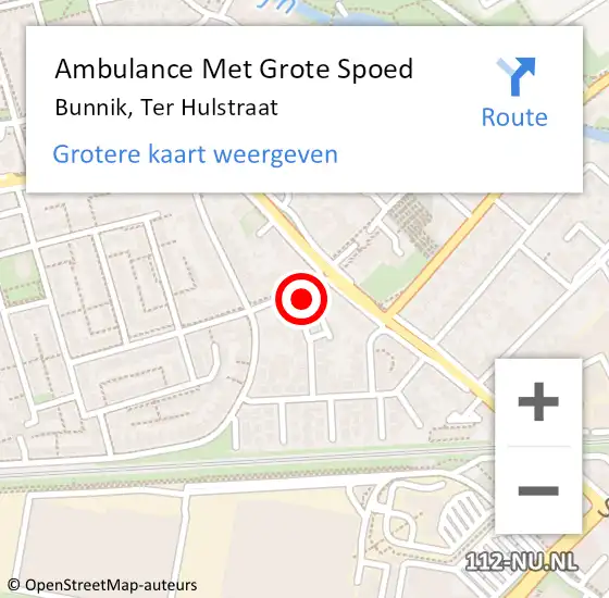 Locatie op kaart van de 112 melding: Ambulance Met Grote Spoed Naar Bunnik, Ter Hulstraat op 17 oktober 2016 11:16