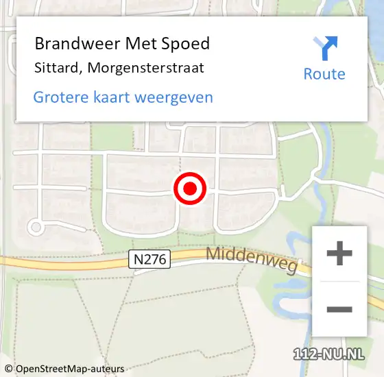 Locatie op kaart van de 112 melding: Brandweer Met Spoed Naar Sittard, Morgensterstraat op 17 oktober 2016 11:55