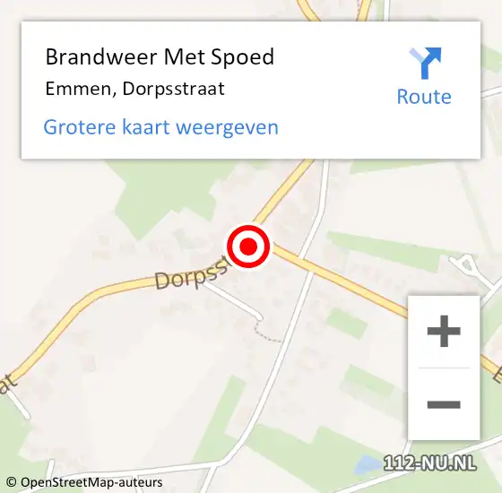 Locatie op kaart van de 112 melding: Brandweer Met Spoed Naar Emmen, Dorpsstraat op 17 oktober 2016 11:56