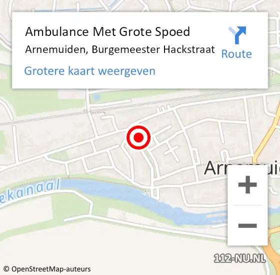 Locatie op kaart van de 112 melding: Ambulance Met Grote Spoed Naar Arnemuiden, Burgemeester Hackstraat op 17 oktober 2016 12:40