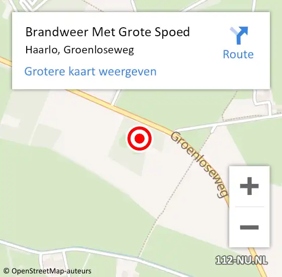 Locatie op kaart van de 112 melding: Brandweer Met Grote Spoed Naar Haarlo, Groenloseweg op 17 oktober 2016 12:42