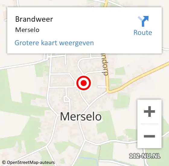 Locatie op kaart van de 112 melding: Brandweer Merselo op 30 december 2013 19:50