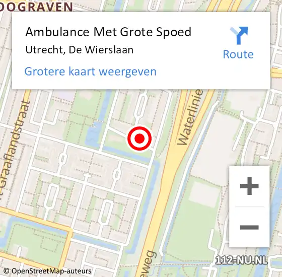 Locatie op kaart van de 112 melding: Ambulance Met Grote Spoed Naar Utrecht, De Wierslaan op 17 oktober 2016 13:22