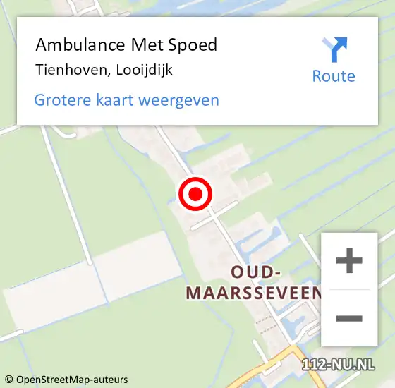 Locatie op kaart van de 112 melding: Ambulance Met Spoed Naar Tienhoven, Looijdijk op 17 oktober 2016 13:37