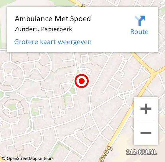 Locatie op kaart van de 112 melding: Ambulance Met Spoed Naar Zundert, Papierberk op 17 oktober 2016 13:48