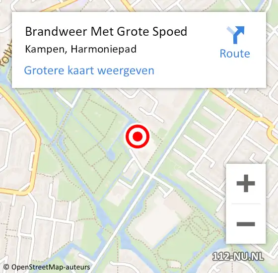 Locatie op kaart van de 112 melding: Brandweer Met Grote Spoed Naar Kampen, Harmoniepad op 17 oktober 2016 14:11