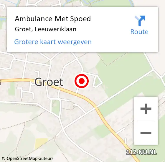 Locatie op kaart van de 112 melding: Ambulance Met Spoed Naar Groet, Leeuweriklaan op 17 oktober 2016 14:28