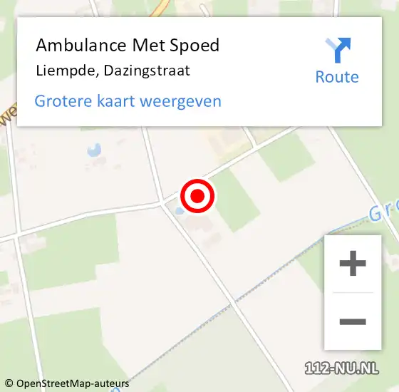 Locatie op kaart van de 112 melding: Ambulance Met Spoed Naar Liempde, Dazingstraat op 17 oktober 2016 14:29