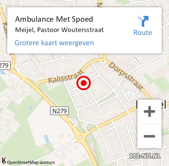 Locatie op kaart van de 112 melding: Ambulance Met Spoed Naar Meijel, Pastoor Woutersstraat op 17 oktober 2016 14:31