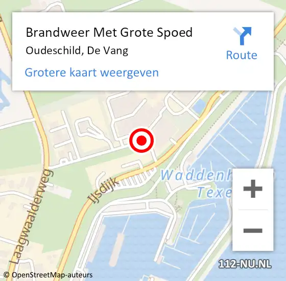 Locatie op kaart van de 112 melding: Brandweer Met Grote Spoed Naar Oudeschild, De Vang op 17 oktober 2016 15:04