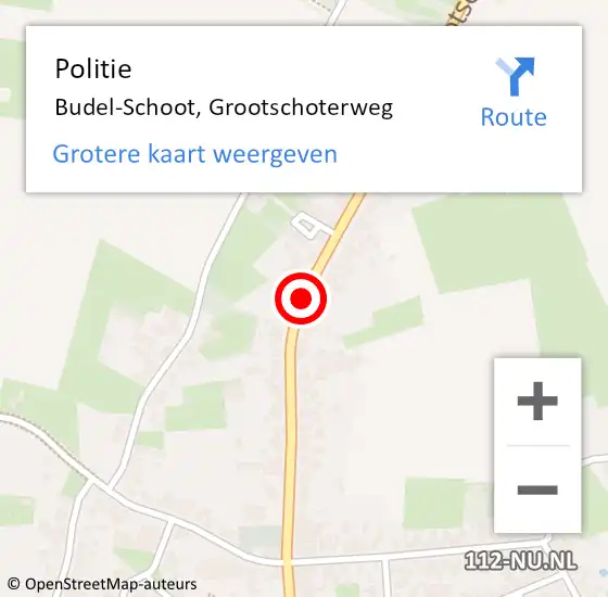Locatie op kaart van de 112 melding: Politie Budel-Schoot, Grootschoterweg op 17 oktober 2016 15:20