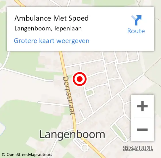 Locatie op kaart van de 112 melding: Ambulance Met Spoed Naar Langenboom, Iepenlaan op 17 oktober 2016 15:20