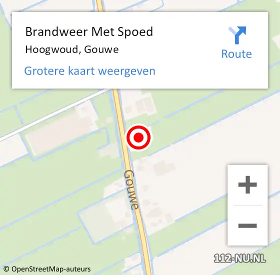 Locatie op kaart van de 112 melding: Brandweer Met Spoed Naar Hoogwoud, Gouwe op 17 oktober 2016 15:57