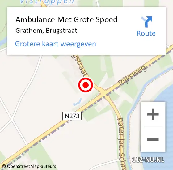 Locatie op kaart van de 112 melding: Ambulance Met Grote Spoed Naar Grathem, Brugstraat op 17 oktober 2016 16:30