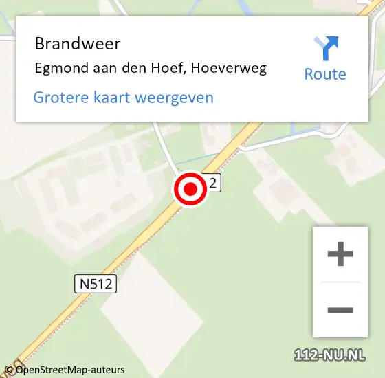 Locatie op kaart van de 112 melding: Brandweer Egmond aan den Hoef, Hoeverweg op 30 december 2013 20:22