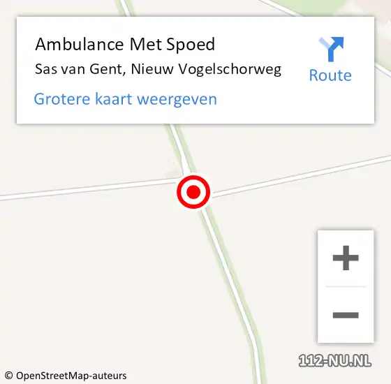 Locatie op kaart van de 112 melding: Ambulance Met Spoed Naar Sas van Gent, Nieuw Vogelschorweg op 17 oktober 2016 17:35