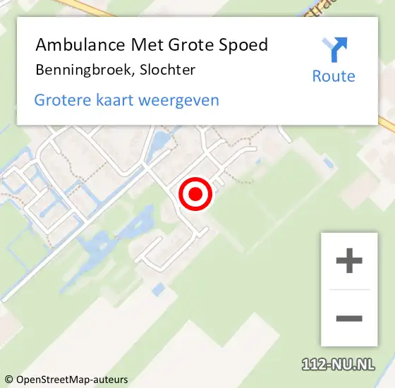 Locatie op kaart van de 112 melding: Ambulance Met Grote Spoed Naar Benningbroek, Slochter op 17 oktober 2016 17:56