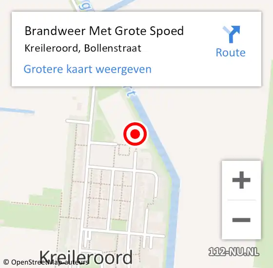 Locatie op kaart van de 112 melding: Brandweer Met Grote Spoed Naar Kreileroord, Bollenstraat op 30 december 2013 20:33