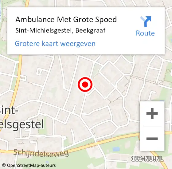 Locatie op kaart van de 112 melding: Ambulance Met Grote Spoed Naar Sint-Michielsgestel, Beekgraaf op 17 oktober 2016 18:26