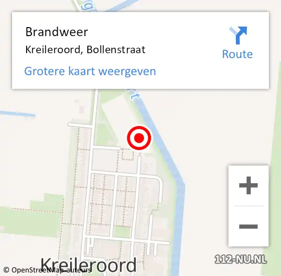 Locatie op kaart van de 112 melding: Brandweer Kreileroord, Bollenstraat op 30 december 2013 20:34