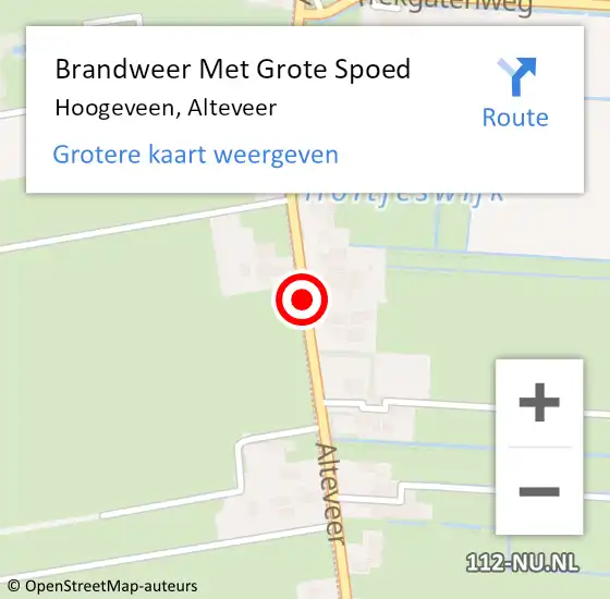 Locatie op kaart van de 112 melding: Brandweer Met Grote Spoed Naar Hoogeveen, Alteveer op 17 oktober 2016 19:05