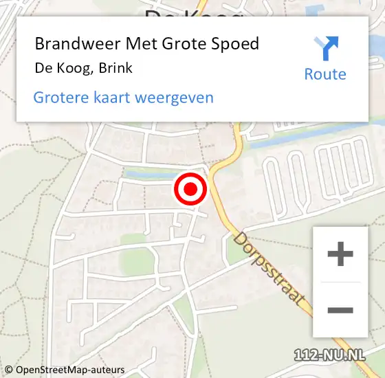 Locatie op kaart van de 112 melding: Brandweer Met Grote Spoed Naar De Koog, Brink op 17 oktober 2016 19:15