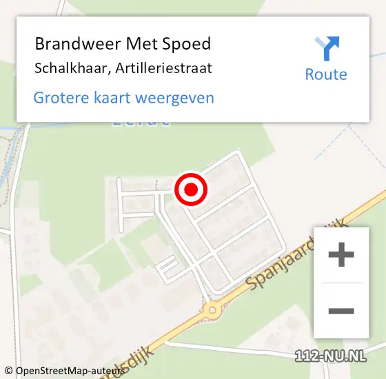 Locatie op kaart van de 112 melding: Brandweer Met Spoed Naar Schalkhaar, Artilleriestraat op 30 december 2013 20:38